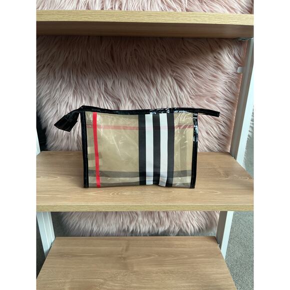 Fashion Make Up Plaid Pouch Vinyl Plastic EUC - Picture 2 of 5